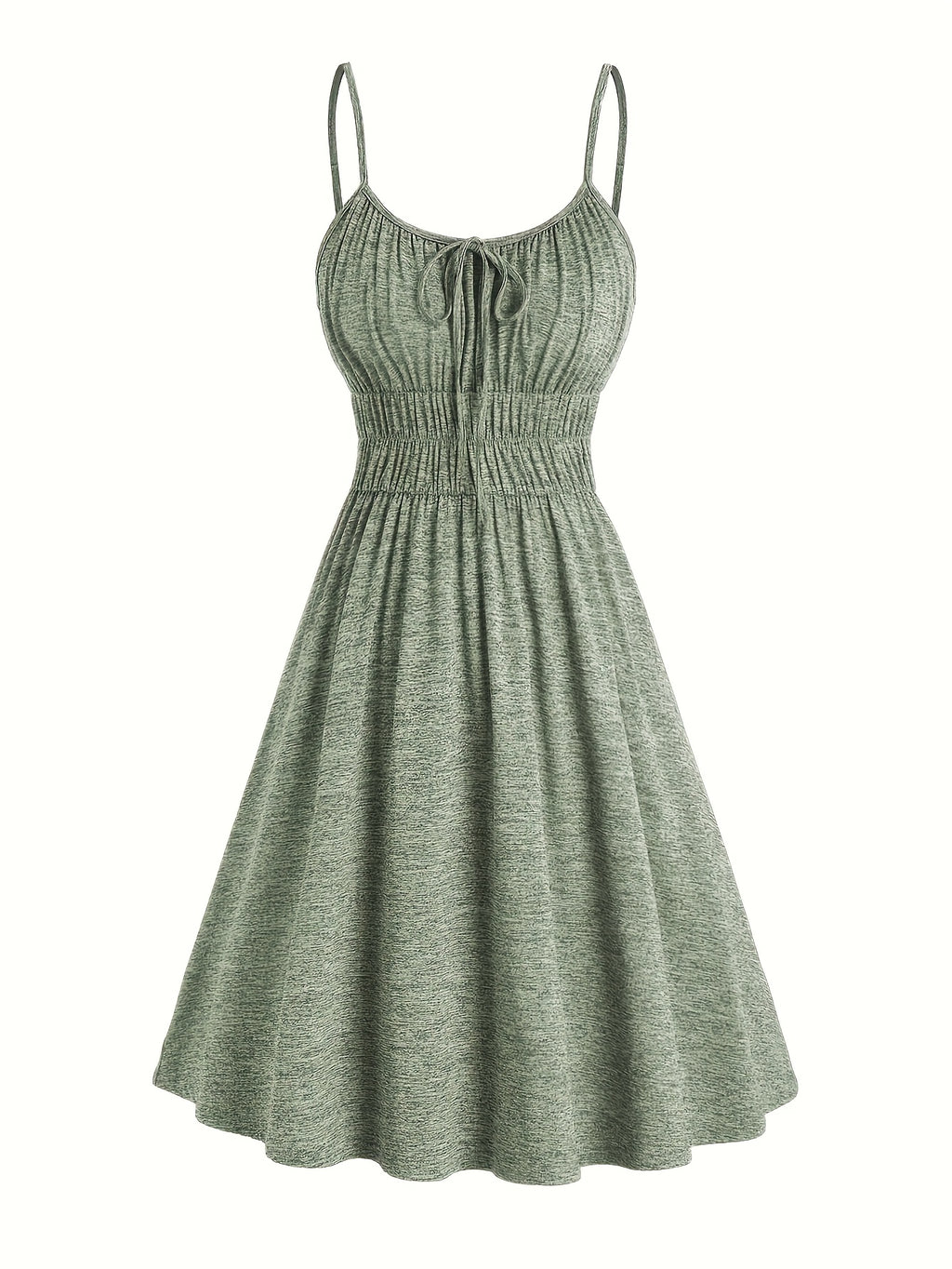 Robe courte grande taille — Maille chinée et taille smockée
