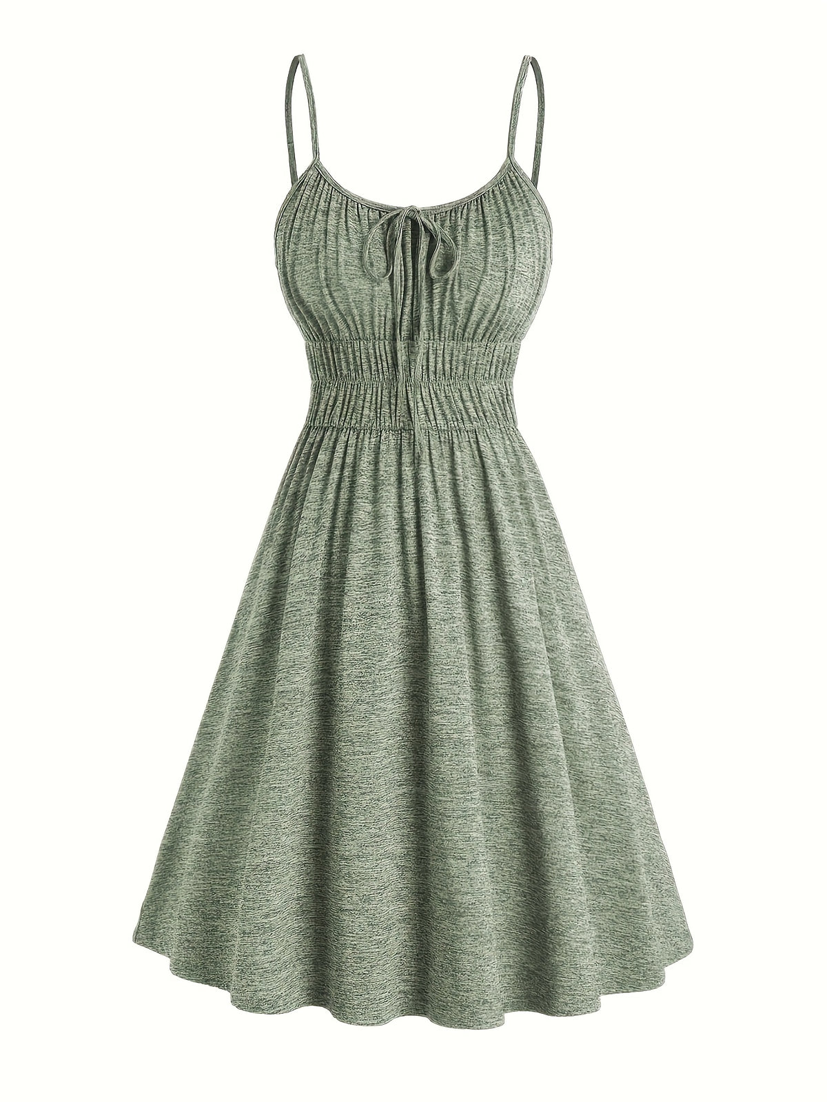 Robe courte grande taille — Maille chinée et taille smockée