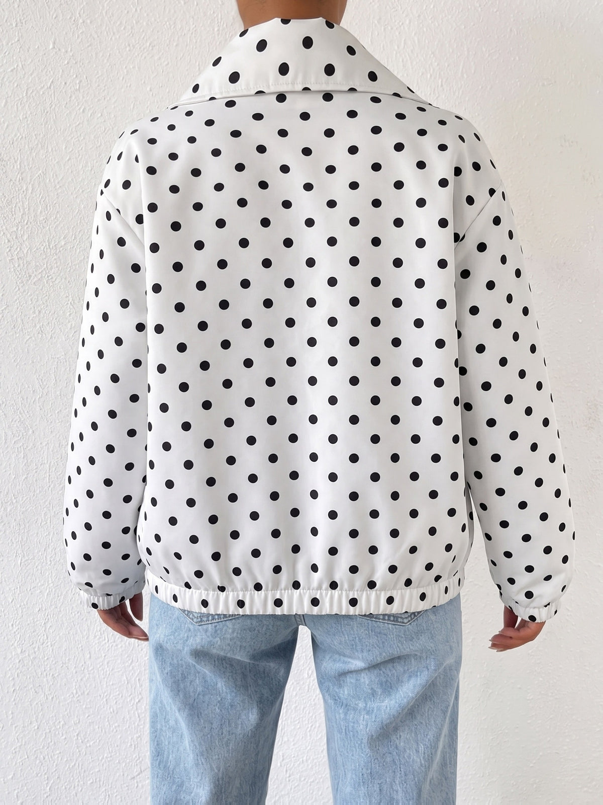 Veste grande taille à pois, tissu opaque