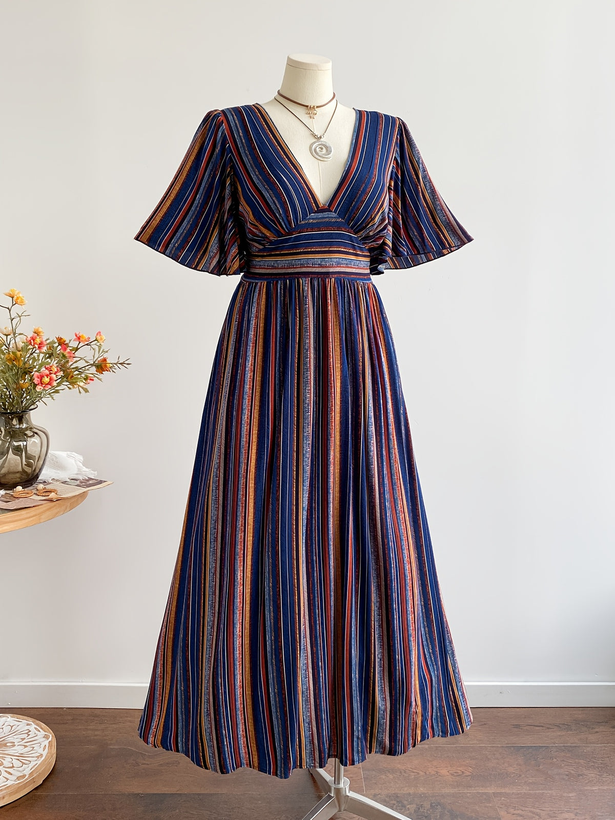 Robe maxi grande taille, trois imprimés en viscose mate