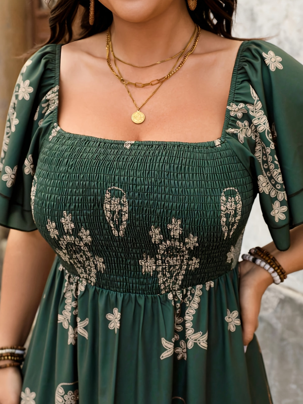 Robe longue grande taille, sapin à motif cachemire