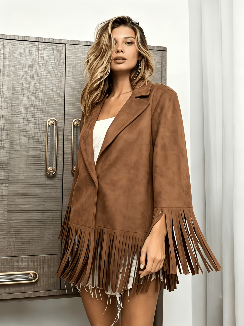 Veste grande taille, coupe ample, pompons — composition : 95% Polyester, 5% Élasthanne