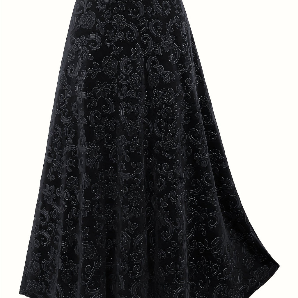 Jupe grande taille à imprimé fleuri, coupe droite, esprit décontracté, tissu opaque