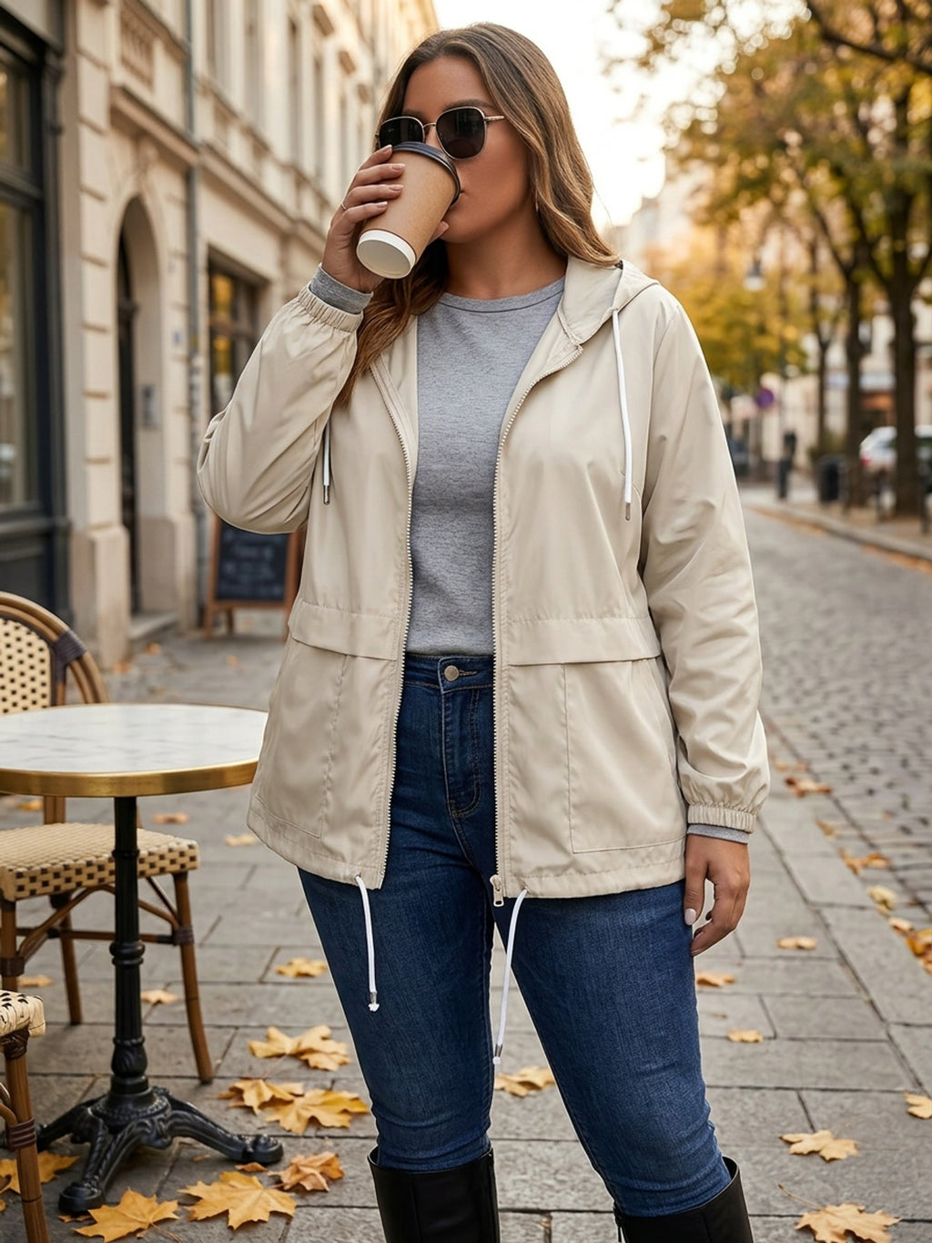 Top grande taille, coupe oversize, capuche, tissu opaque