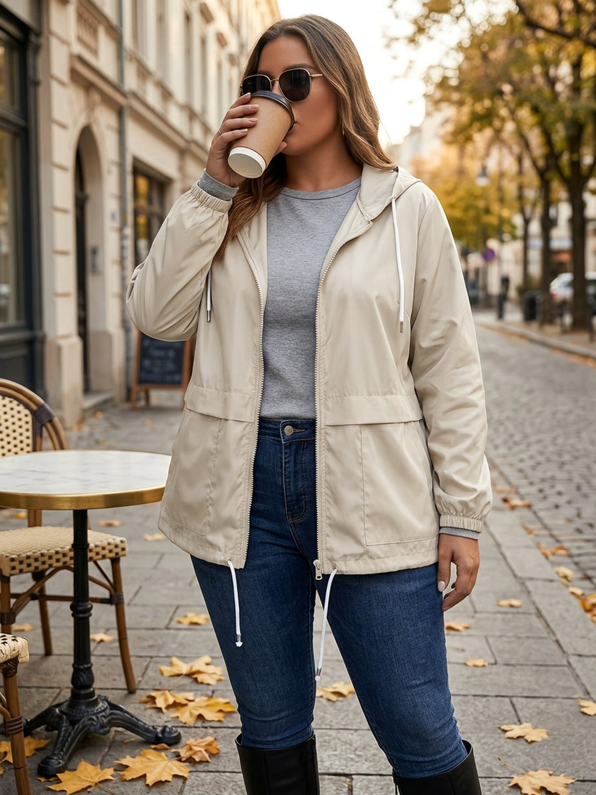 Top grande taille, coupe oversize, capuche, tissu opaque