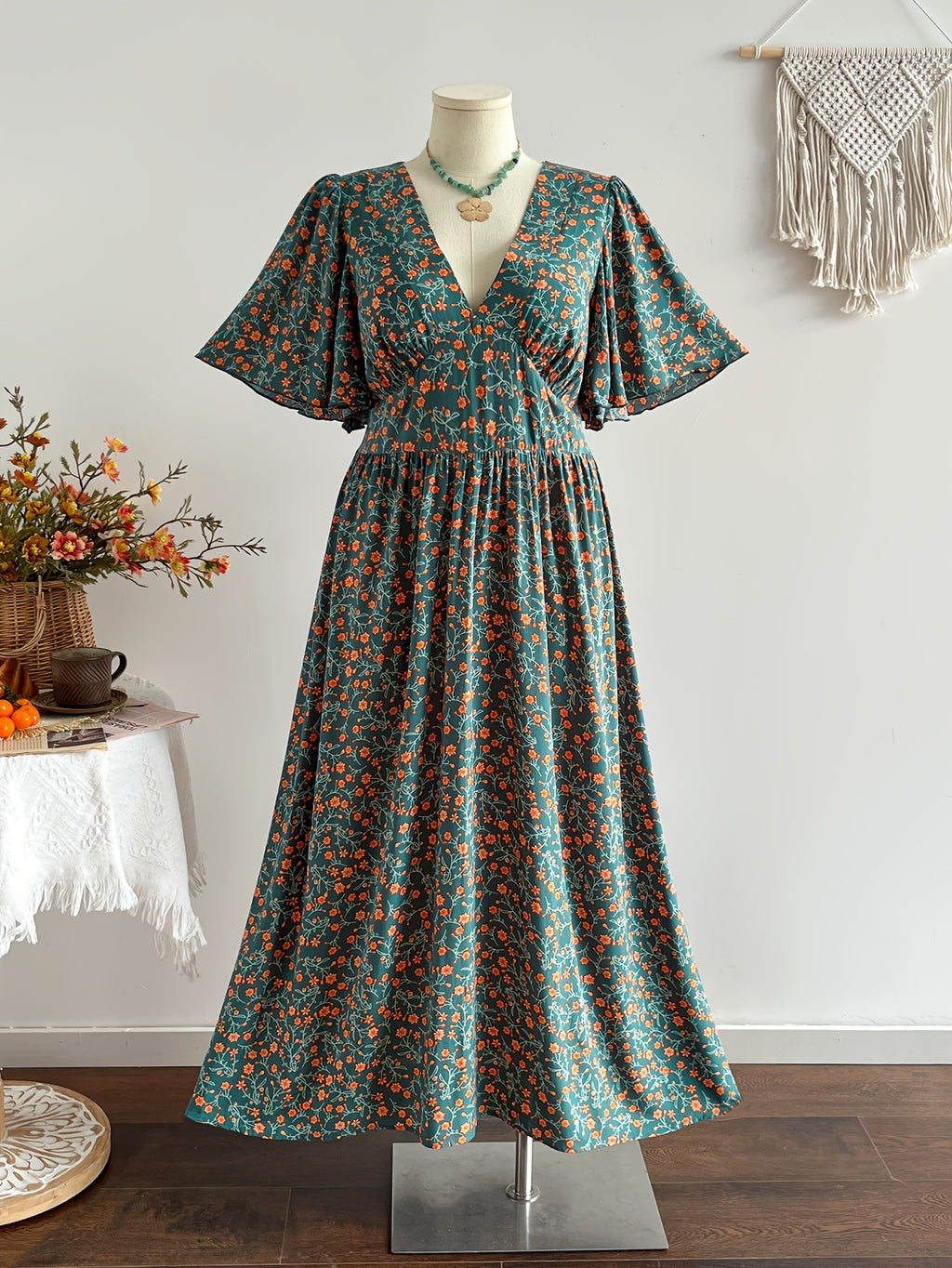 Robe maxi grande taille, trois imprimés en viscose mate