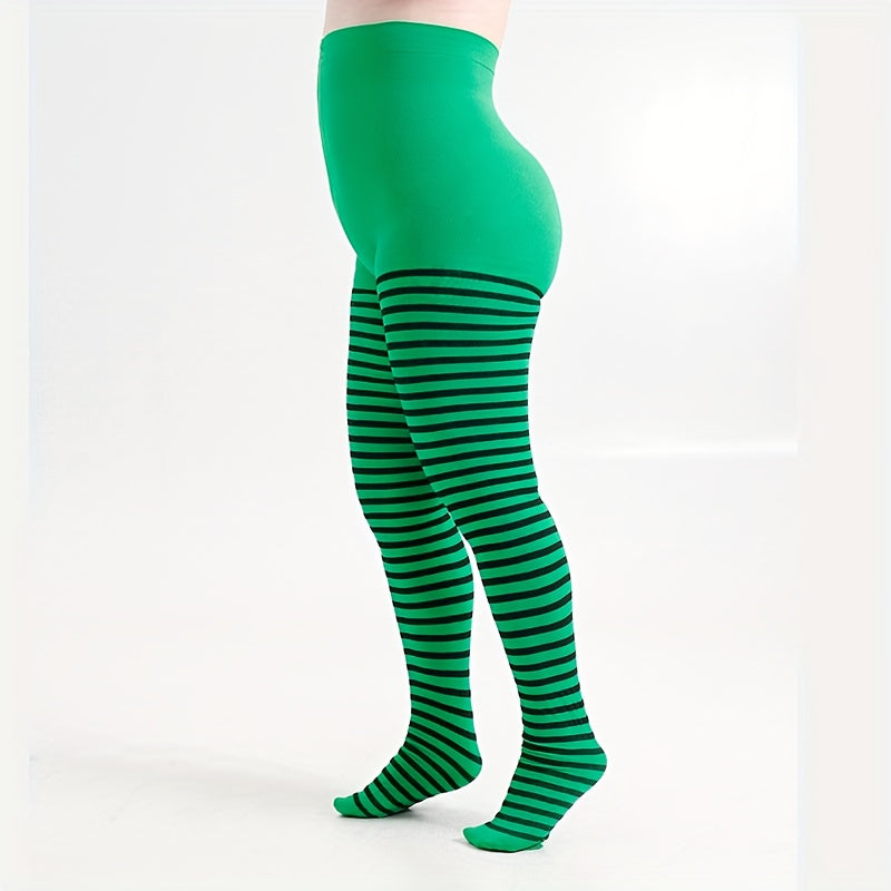 Collant grande taille à rayures, détail du tissu