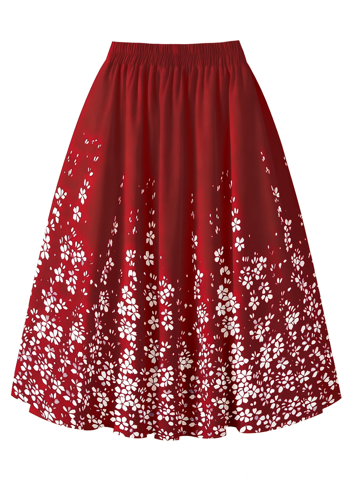 Jupe grande taille à imprimé fleuri, coupe droite, jambe large, mise en situation