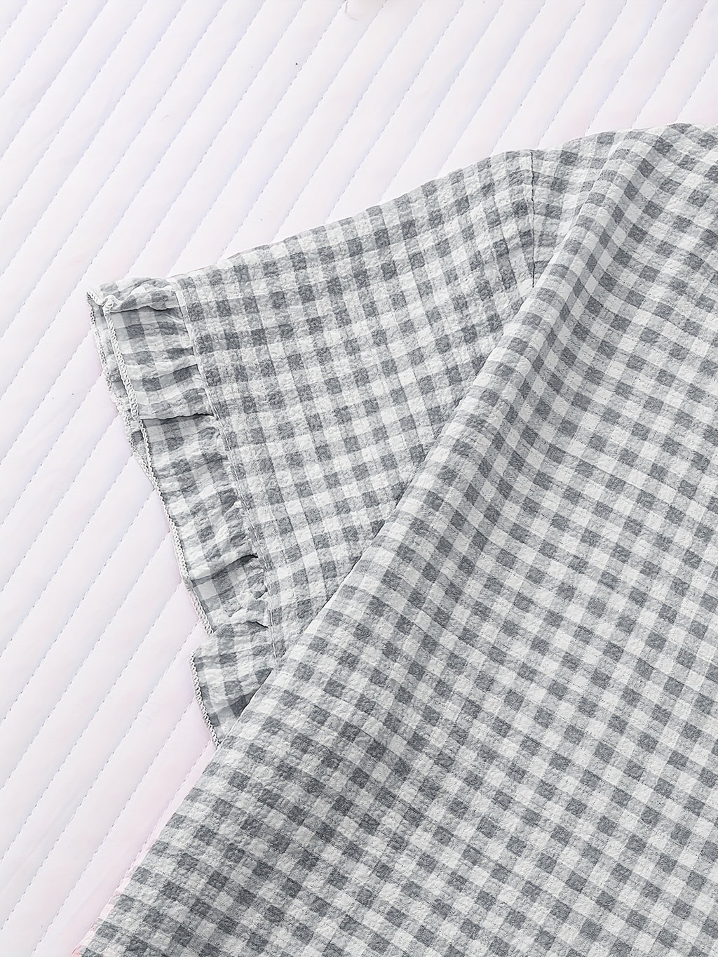 Pyjama grande taille à carreaux, manches courtes, vu de dos