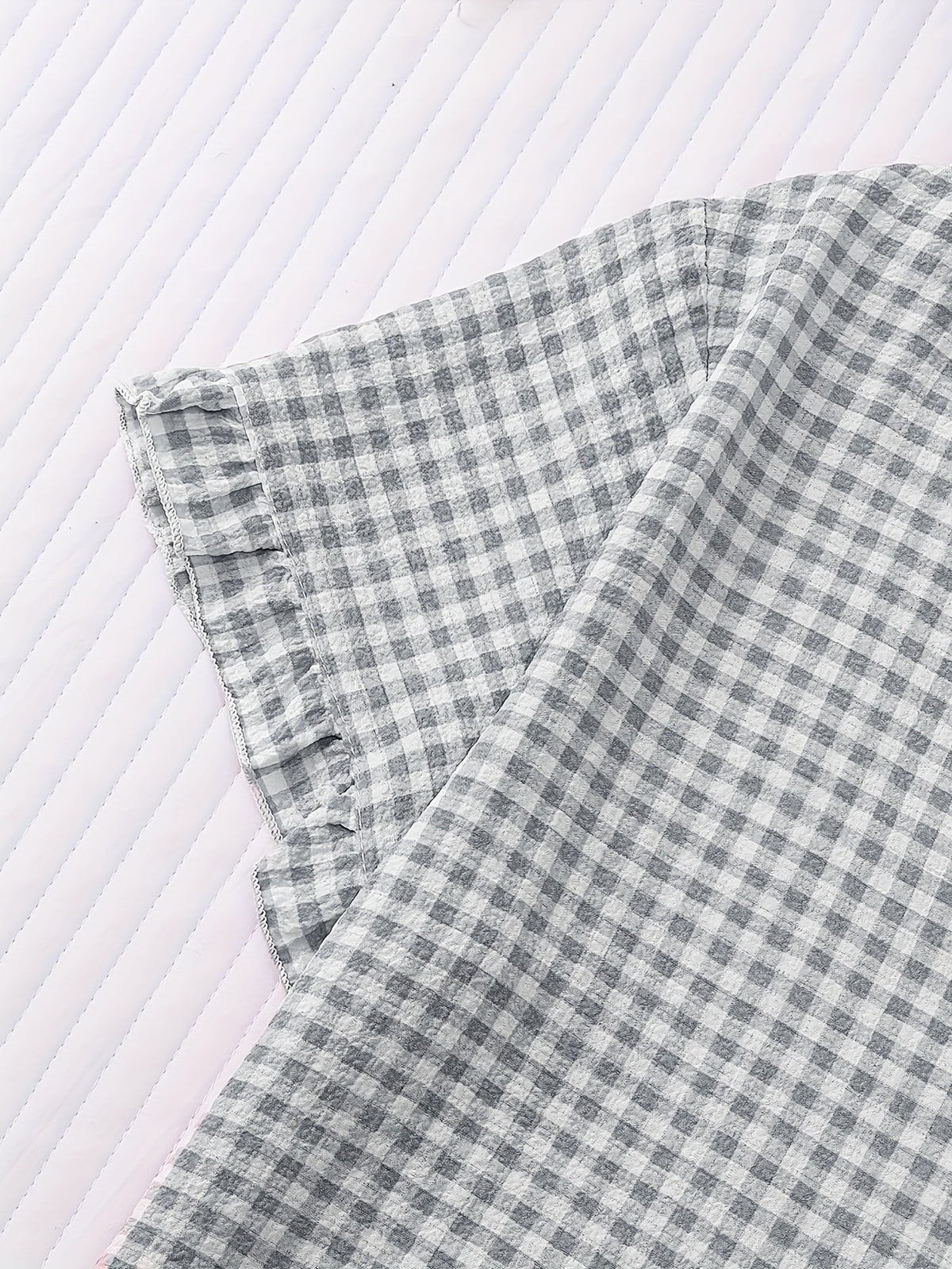 Pyjama grande taille à carreaux, manches courtes, vu de dos