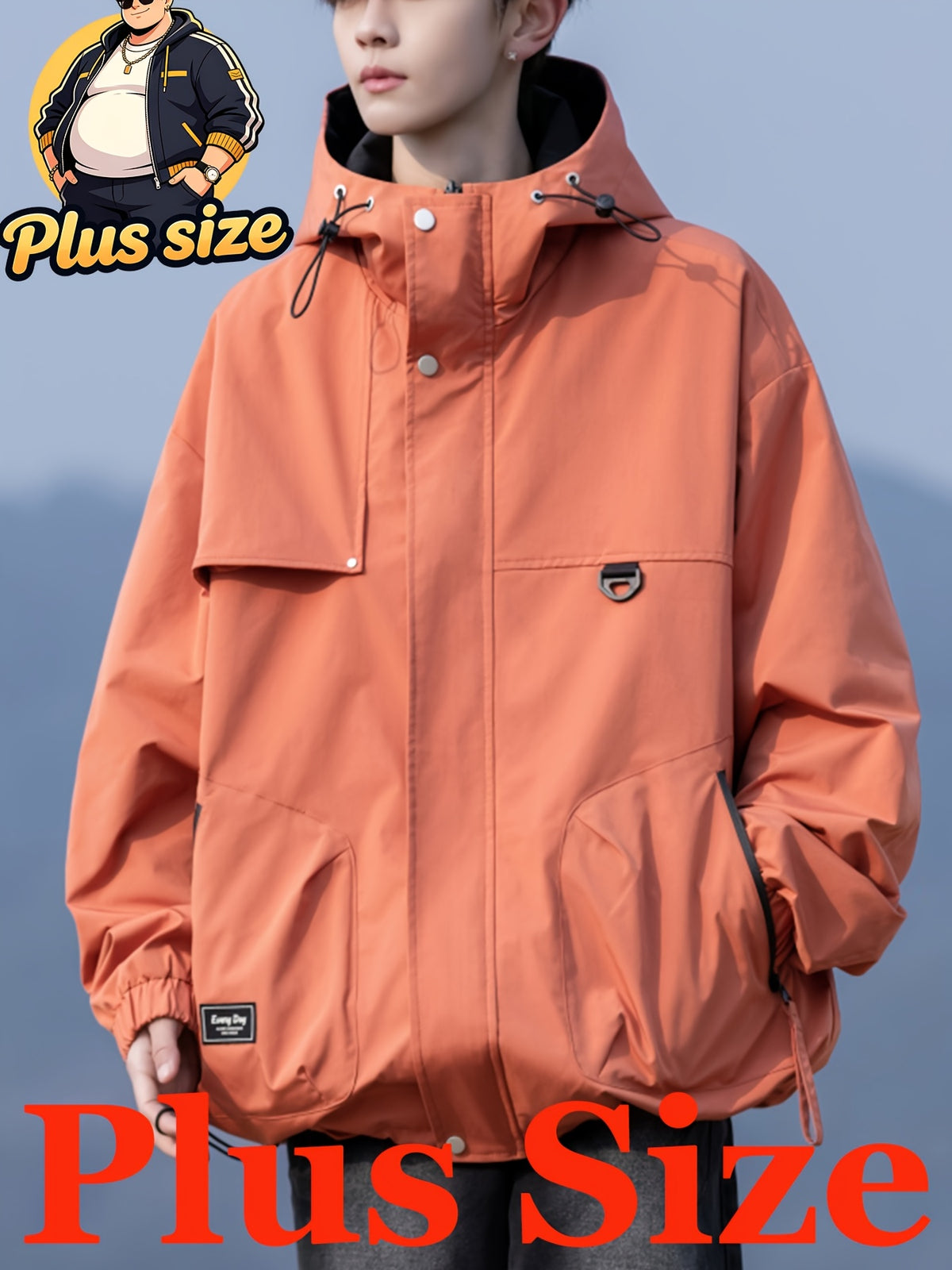 Veste grande taille, coupe ample, poches pratiques, coupe-vent — matière : polyester Image