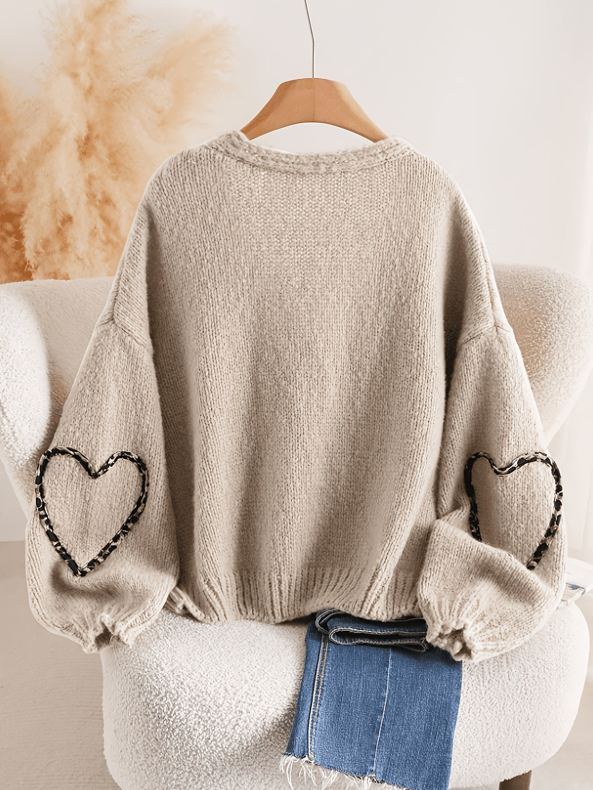 Cardigan grande taille à rayures, coupe oversize, col V, cordon de serrage, tissu opaque