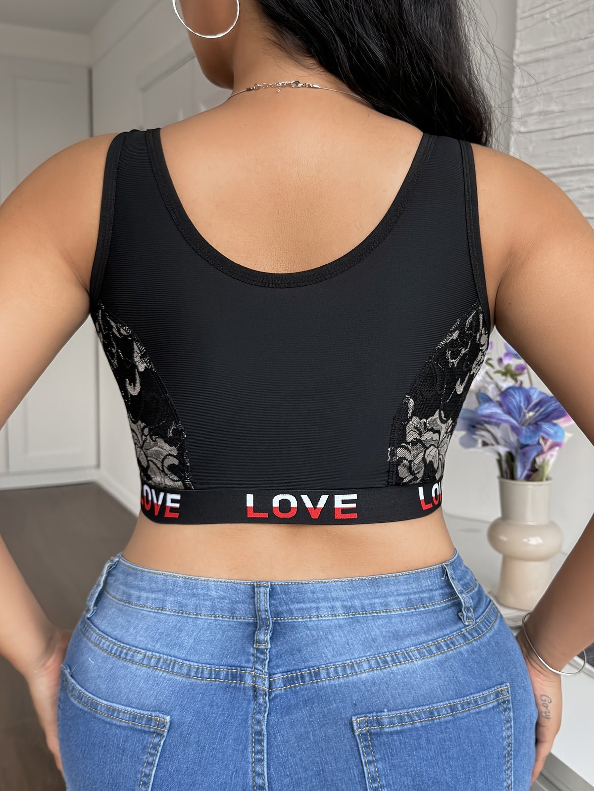 Bustier grande taille — Dentelle deux tons sur fond noir