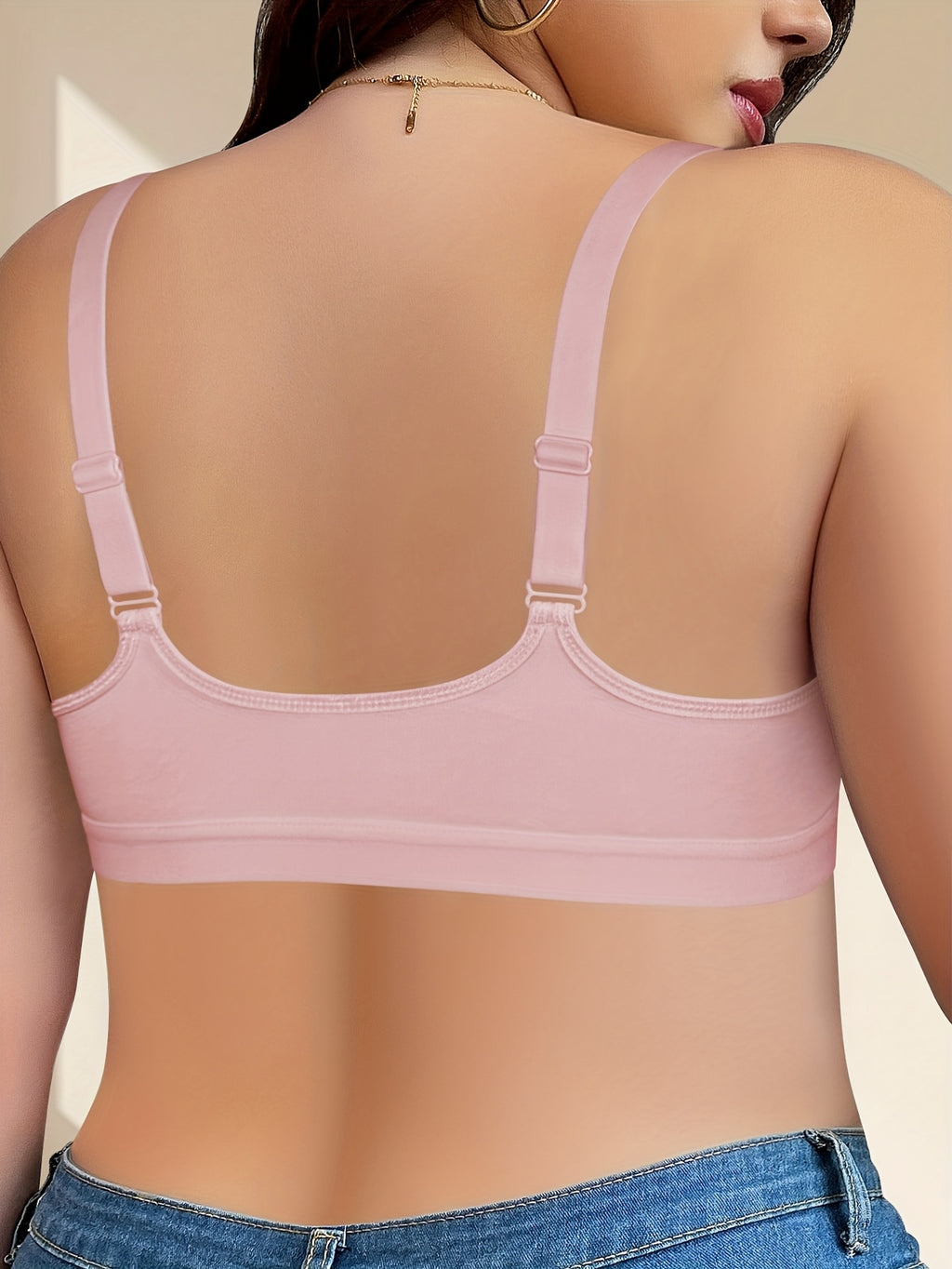 Soutien-gorge grande taille — Dentelle rosée, agrafes frontales