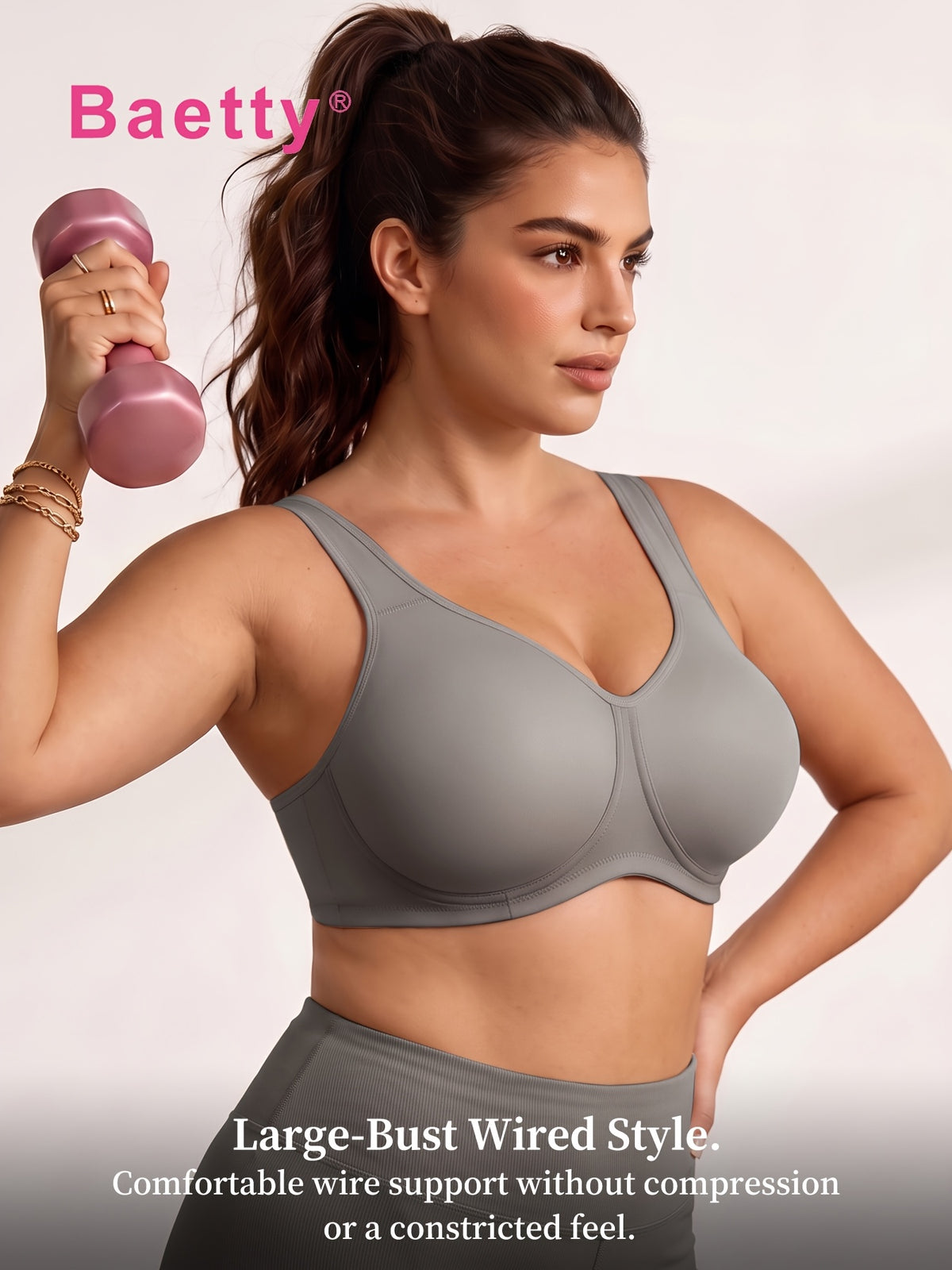 Soutien-gorge de sport grande taille — Deux bonnets cerclés