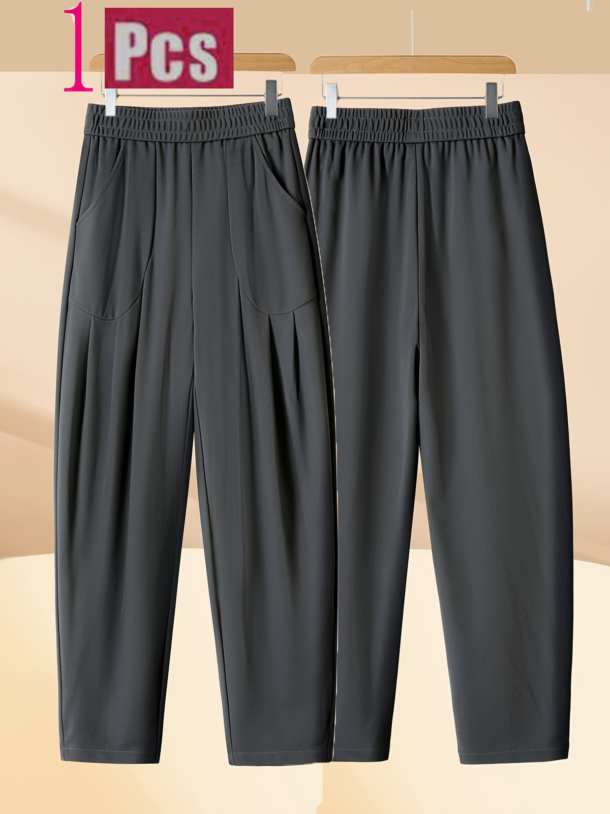Pantalon carotte grande taille — Maille drapée et plis creux