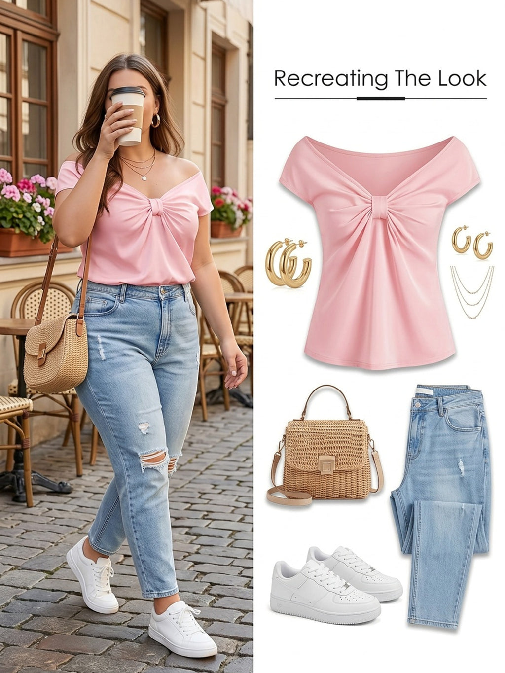 T-shirt grande taille, épaules dénudées, manches courtes, détail du tissu