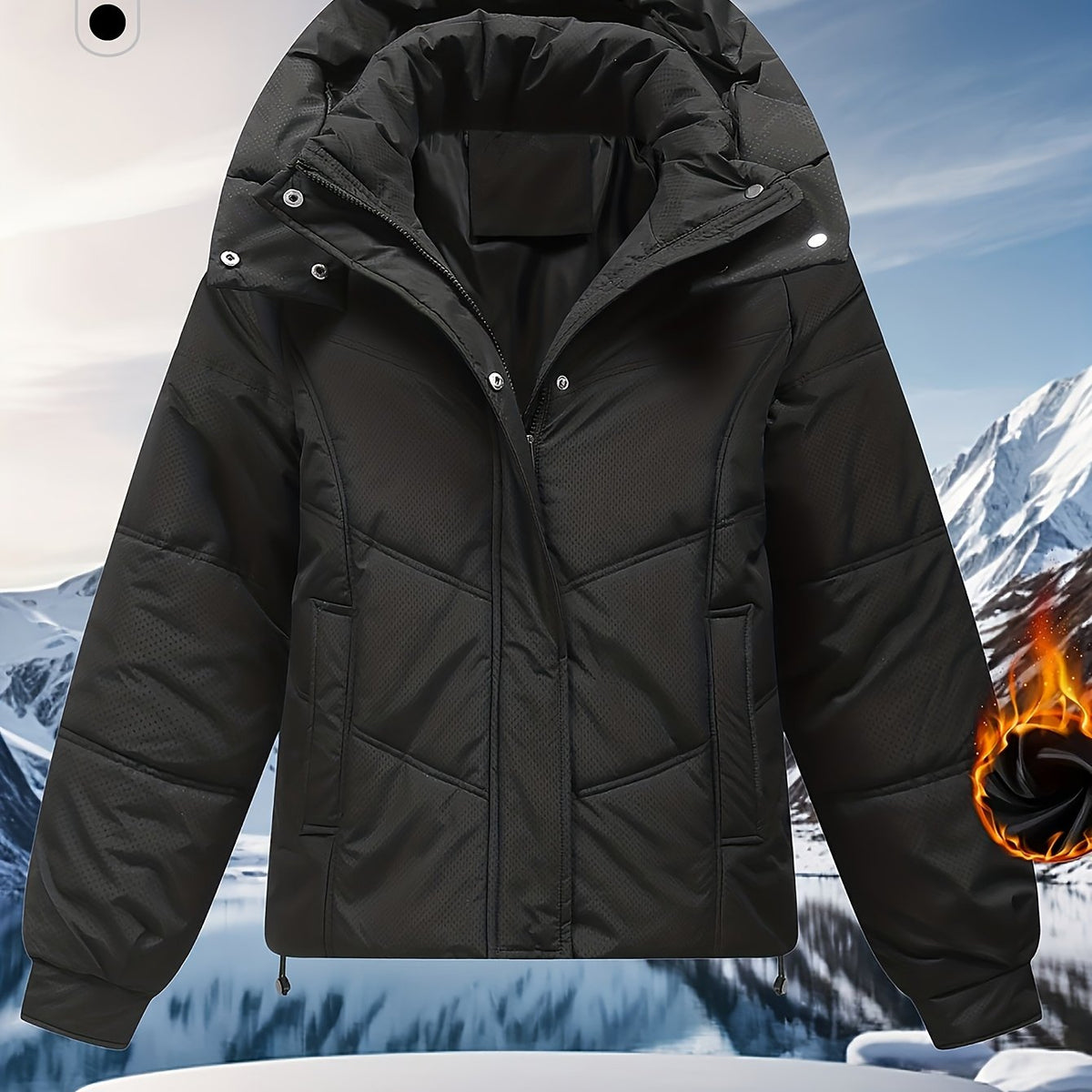Manteau grande taille, fermeture zippée, chaleur d'hiver, matelassé — composition : 100% Polyester Image