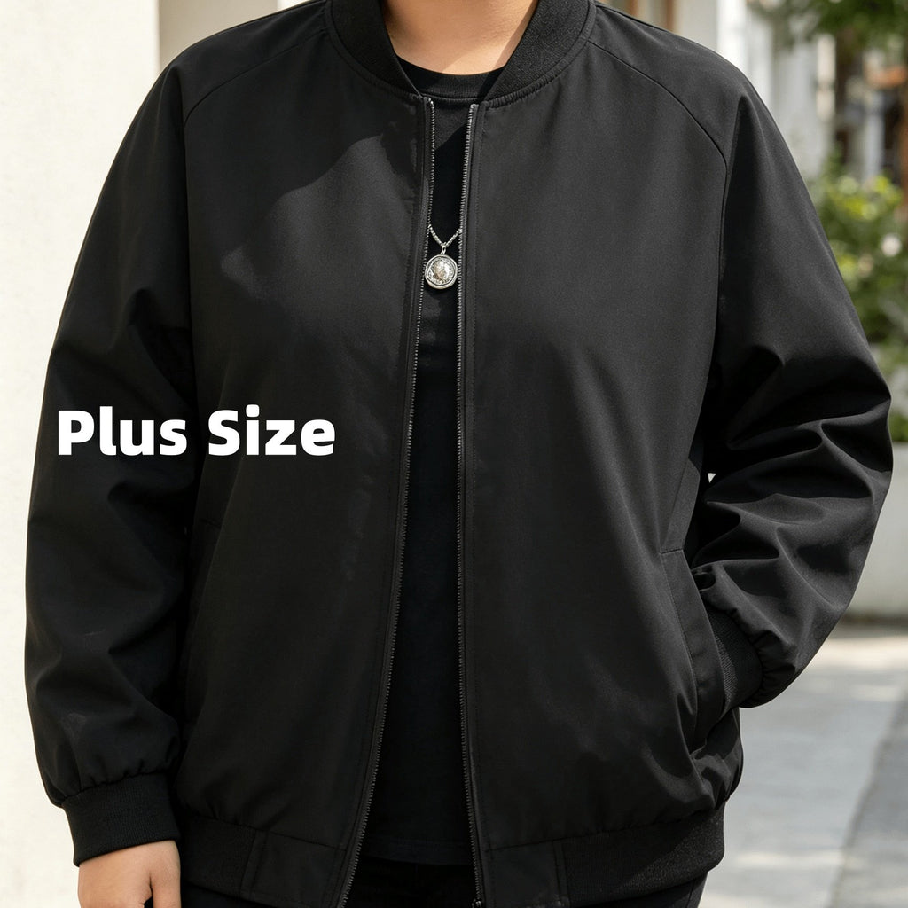 Veste grande taille, coupe oversize, fermeture zippée, tissu opaque