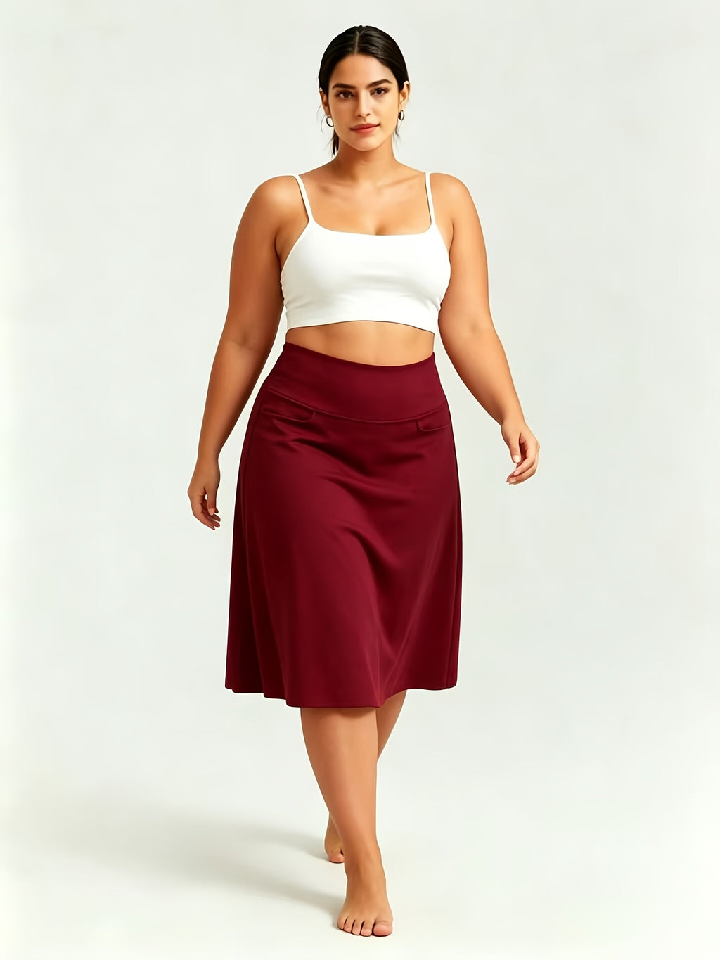 Jupe grande taille, poches plaquées, gros plan