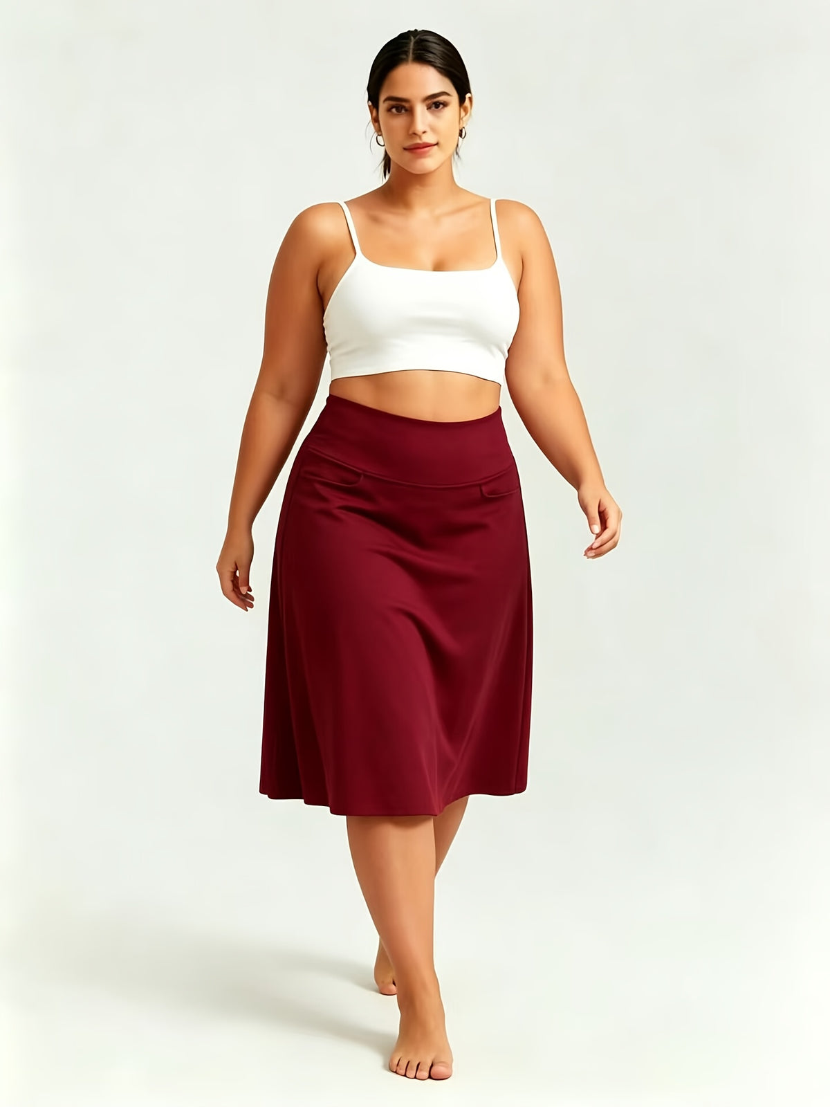 Jupe grande taille, poches plaquées, gros plan