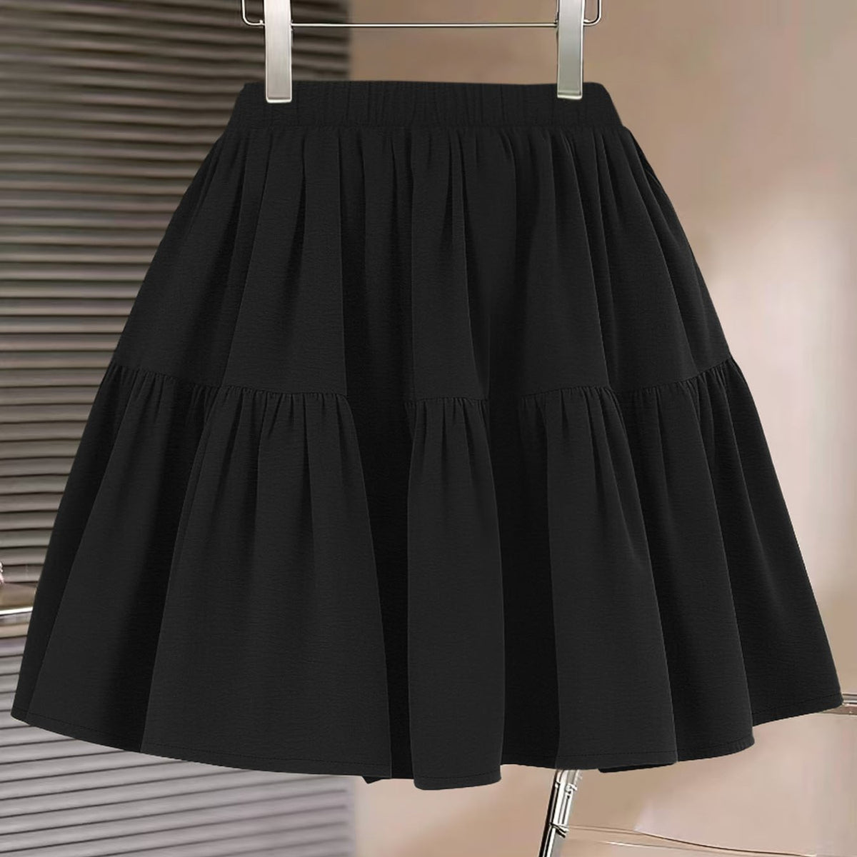 Jupe grande taille, volants, allure élégante — matière : polyester