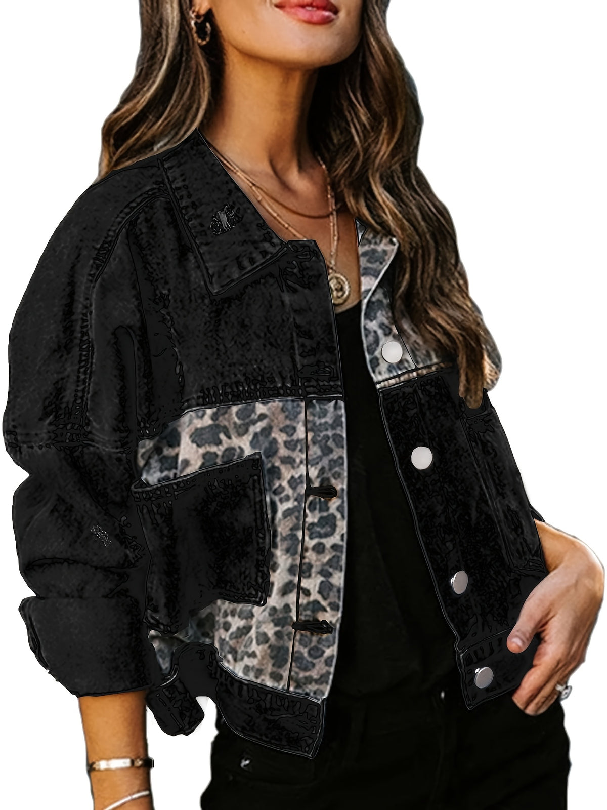 Veste grande taille, col carré, tenue franche — composition : 90% Coton, 5% Polyester, 5% Viscose