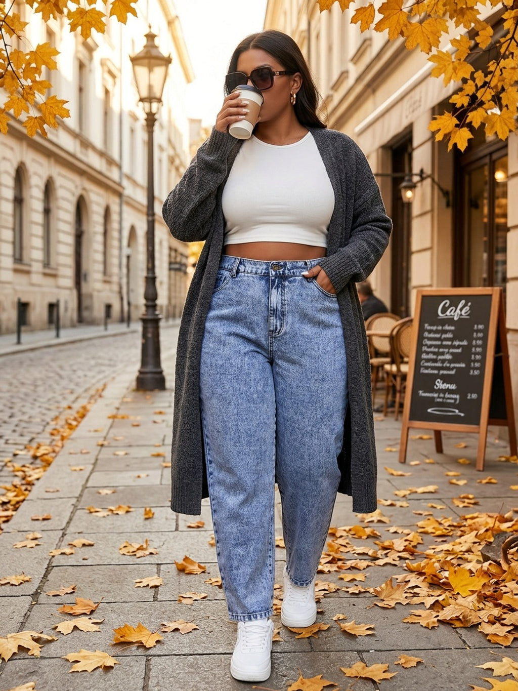 Pantalon grande taille, toucher naturel