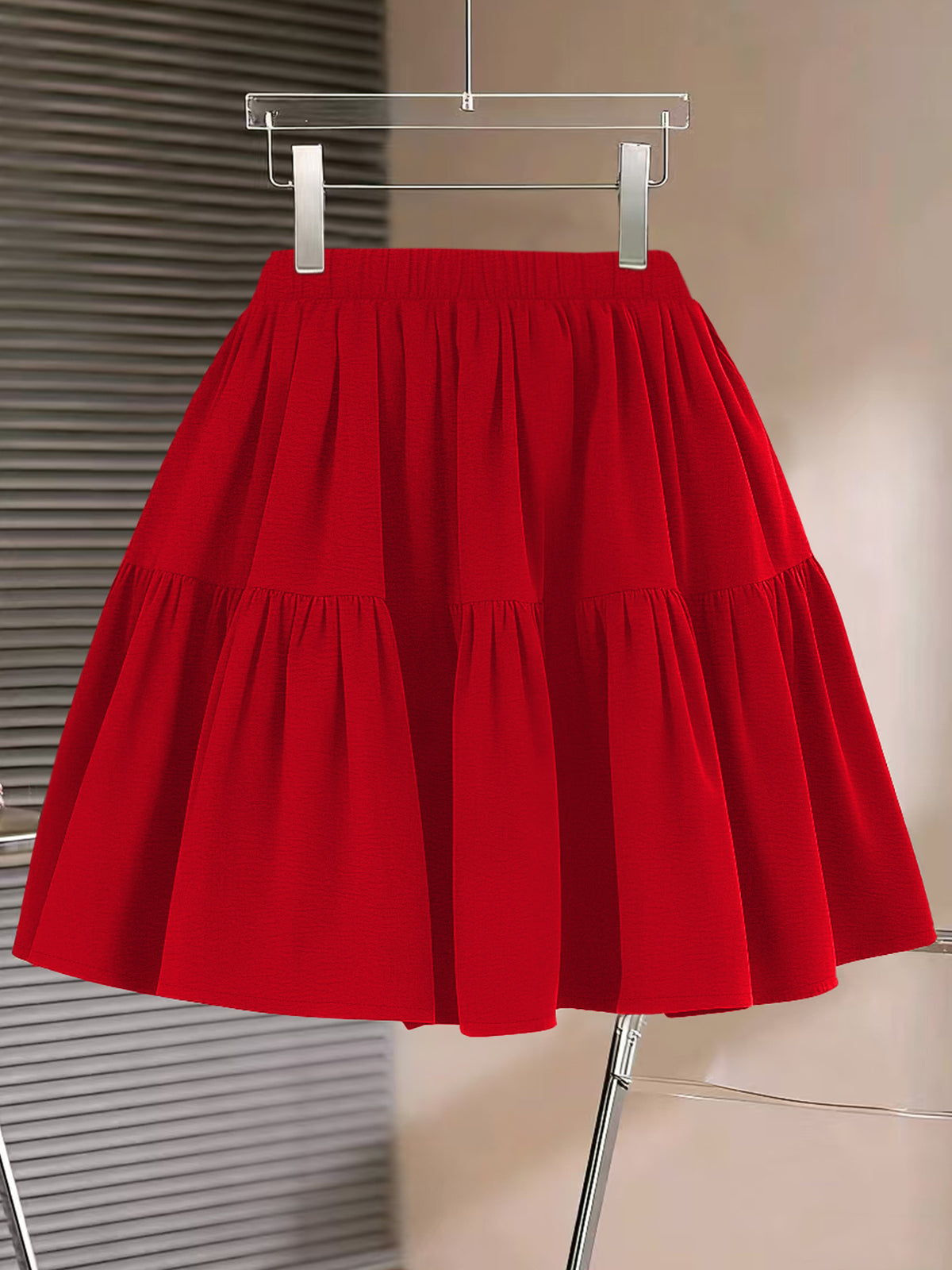 Jupe grande taille, volants, allure élégante, autre coloris