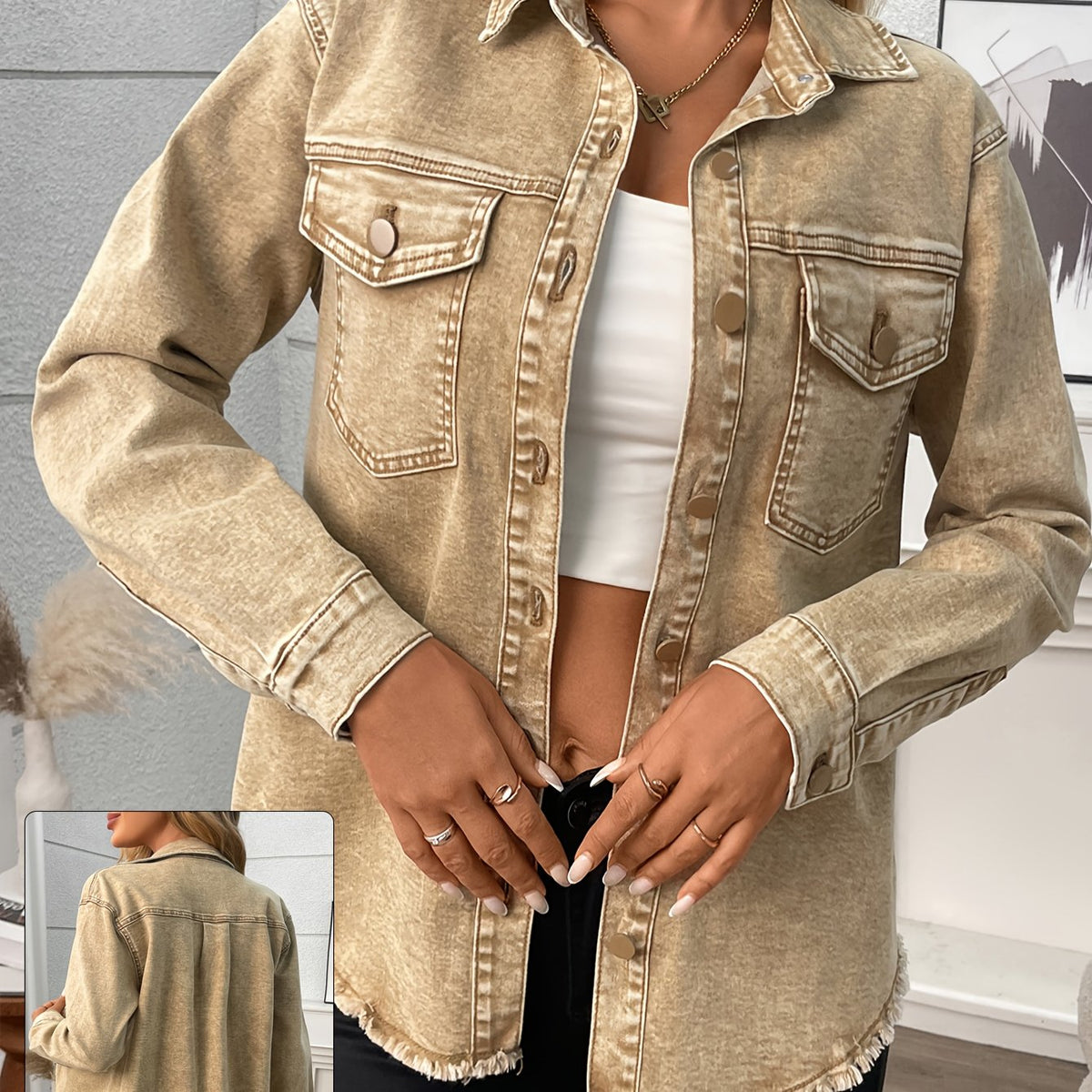 Chemise grande taille — matière : denim Image
