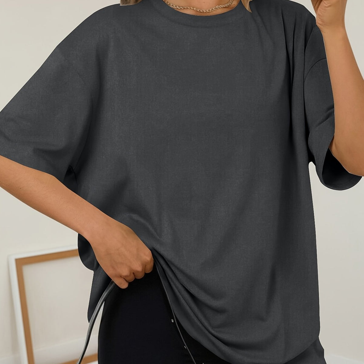 T-shirt grande taille, coupe ample, manches courtes, esprit sportif — composition : 95% Polyester, 5% Élasthanne Image
