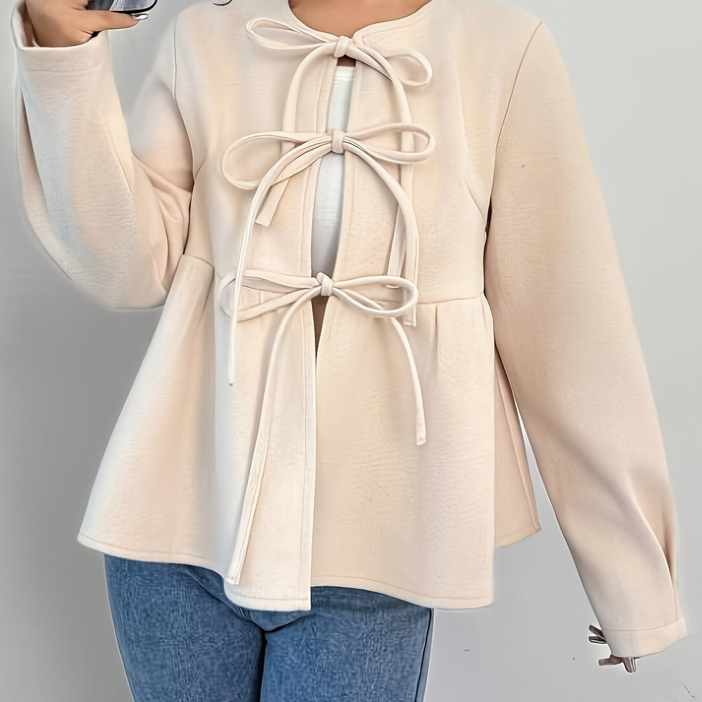 Cardigan grande taille, coupe droite, manches longues — matière : polyester