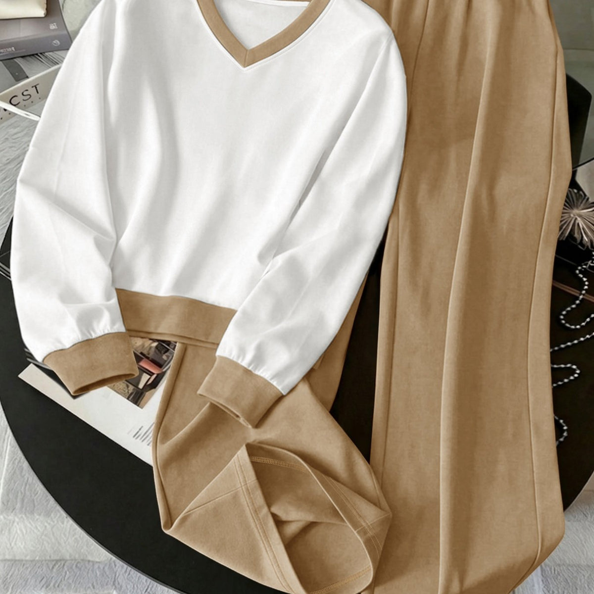 Ensemble grande taille, coupe ample, manches longues, toucher naturel — matière : coton