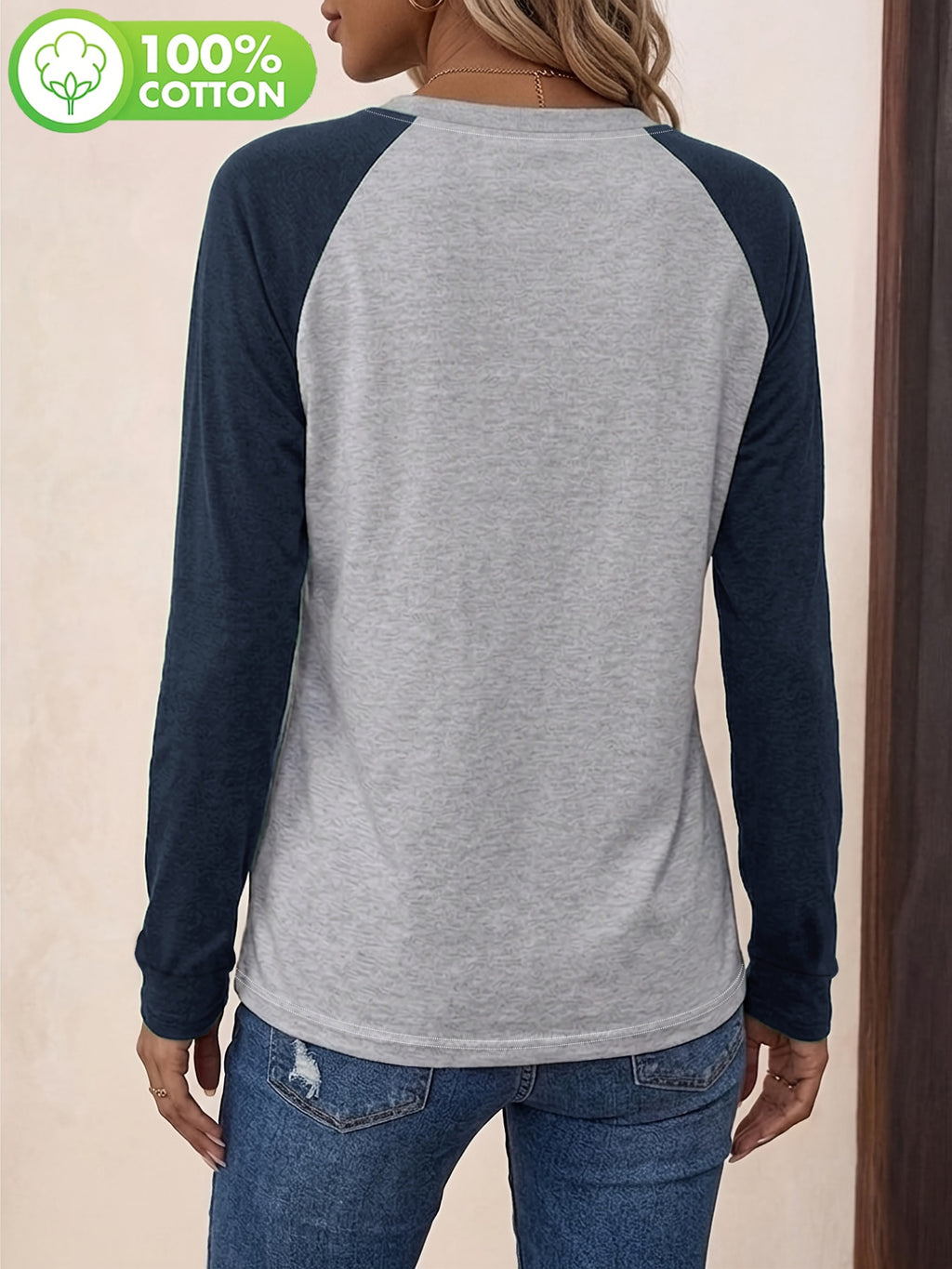 T-shirt grande taille, coupe ample, manches longues, toucher naturel — composition : 100% Coton