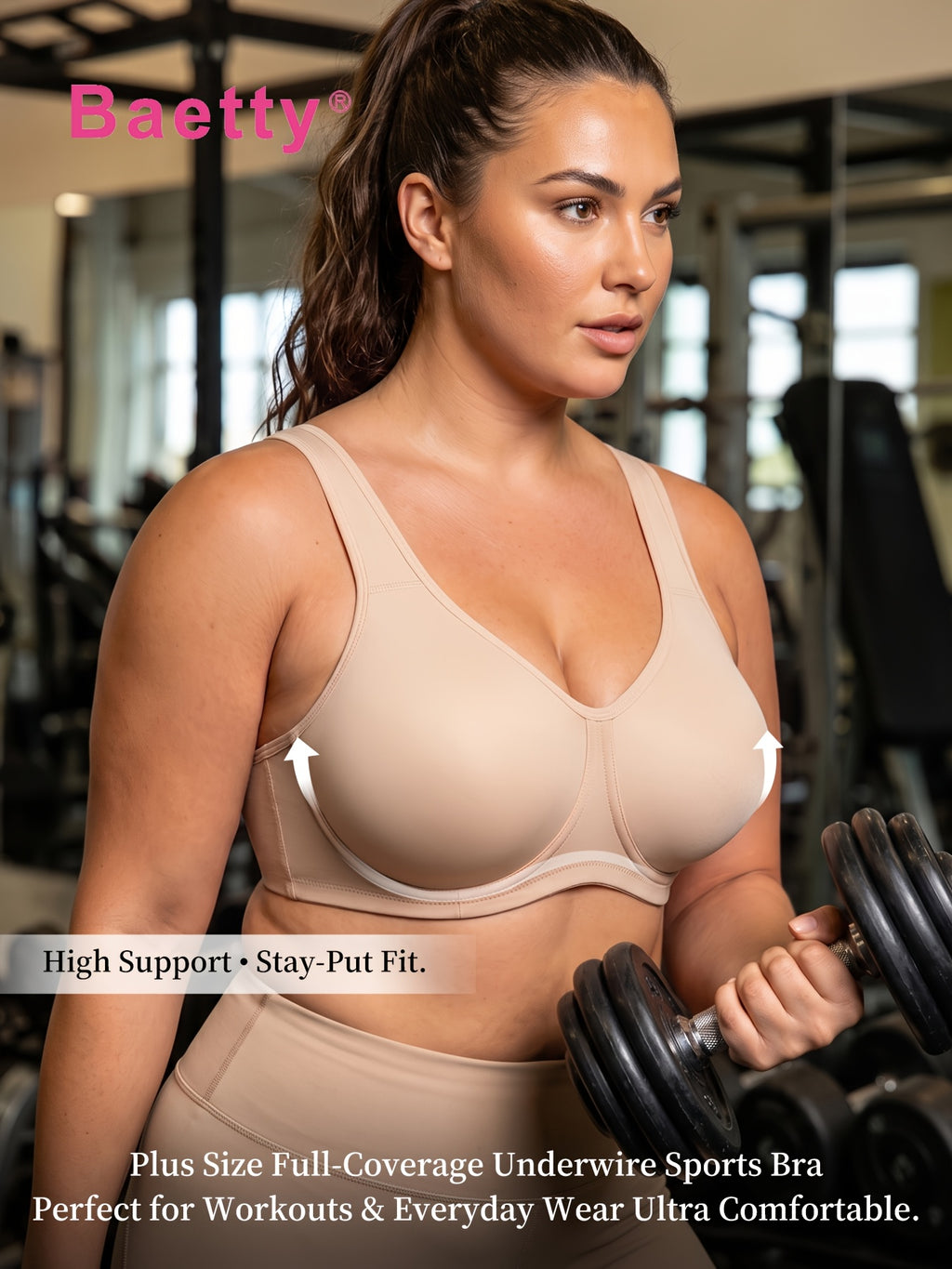 Soutien-gorge de sport grande taille — Deux bonnets cerclés