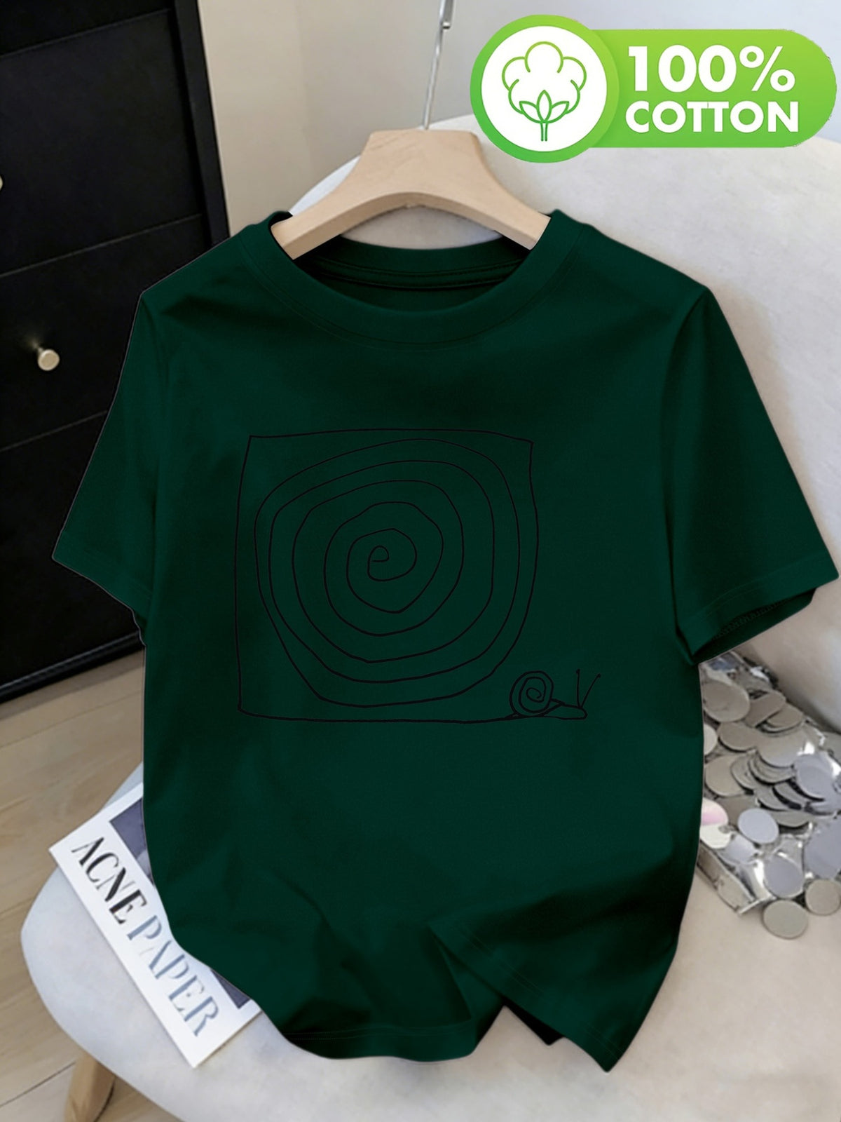 T-shirt grande taille, coupe ample, col rond, manches courtes