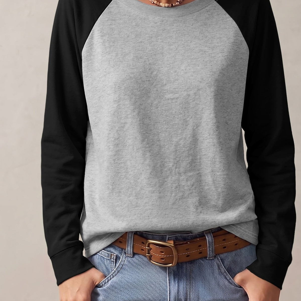 T-shirt grande taille, coupe ample, manches longues, toucher naturel — matière : coton Image