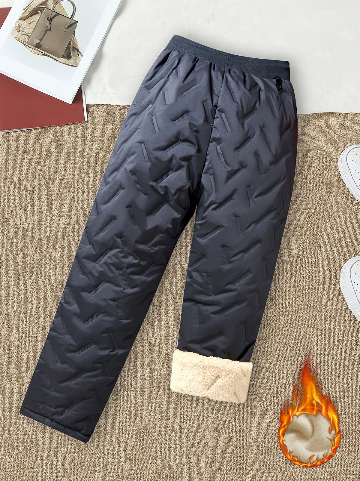 Pantalon de sport grande taille — Matelassé doublé sherpa d'hiver