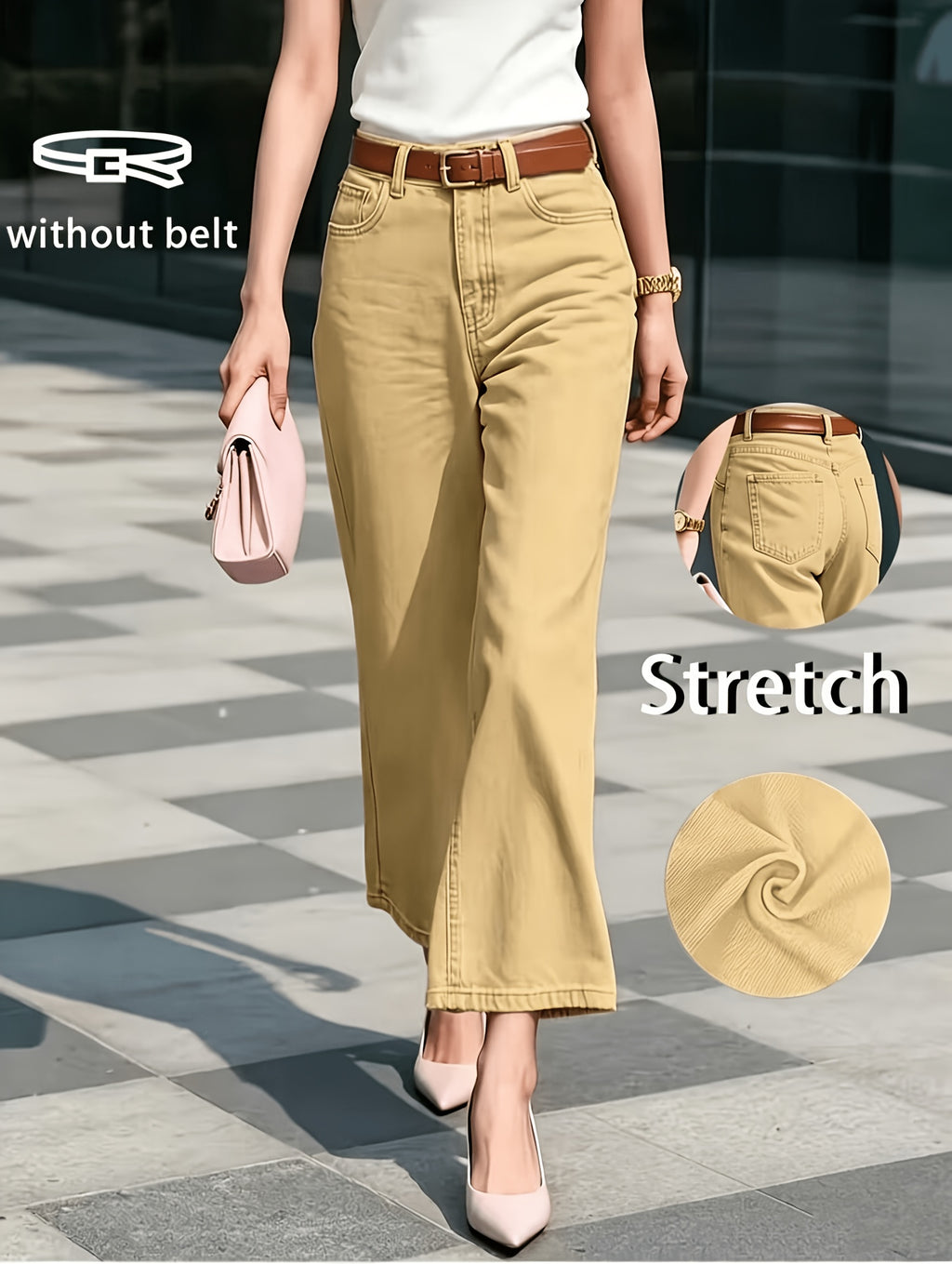 Pantalon grande taille, coupe oversize, poches pratiques, tenue franche, mise en situation