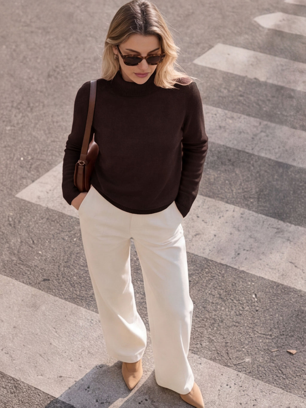 Pull grande taille en laine, manches longues, tenue chaude, gros plan