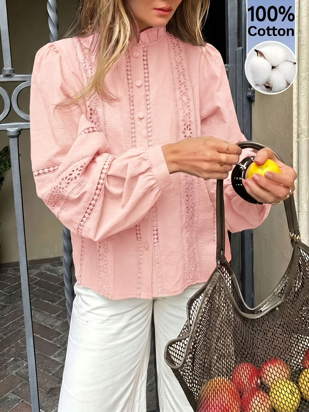 Blouse grande taille, coupe oversize, manches longues, toucher naturel, visuel produit