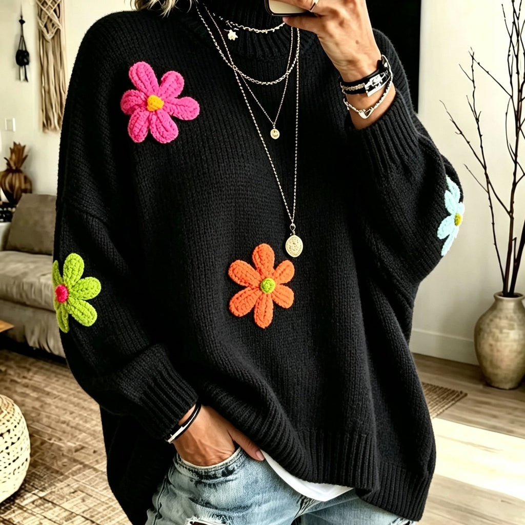 Pull grande taille, chaleur d'hiver, coupe asymétrique — matière : polyester