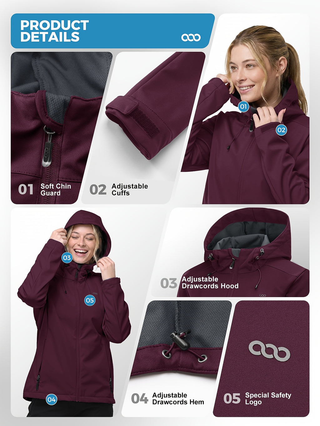 Veste grande taille, coupe ajustée, capuche, mise en situation