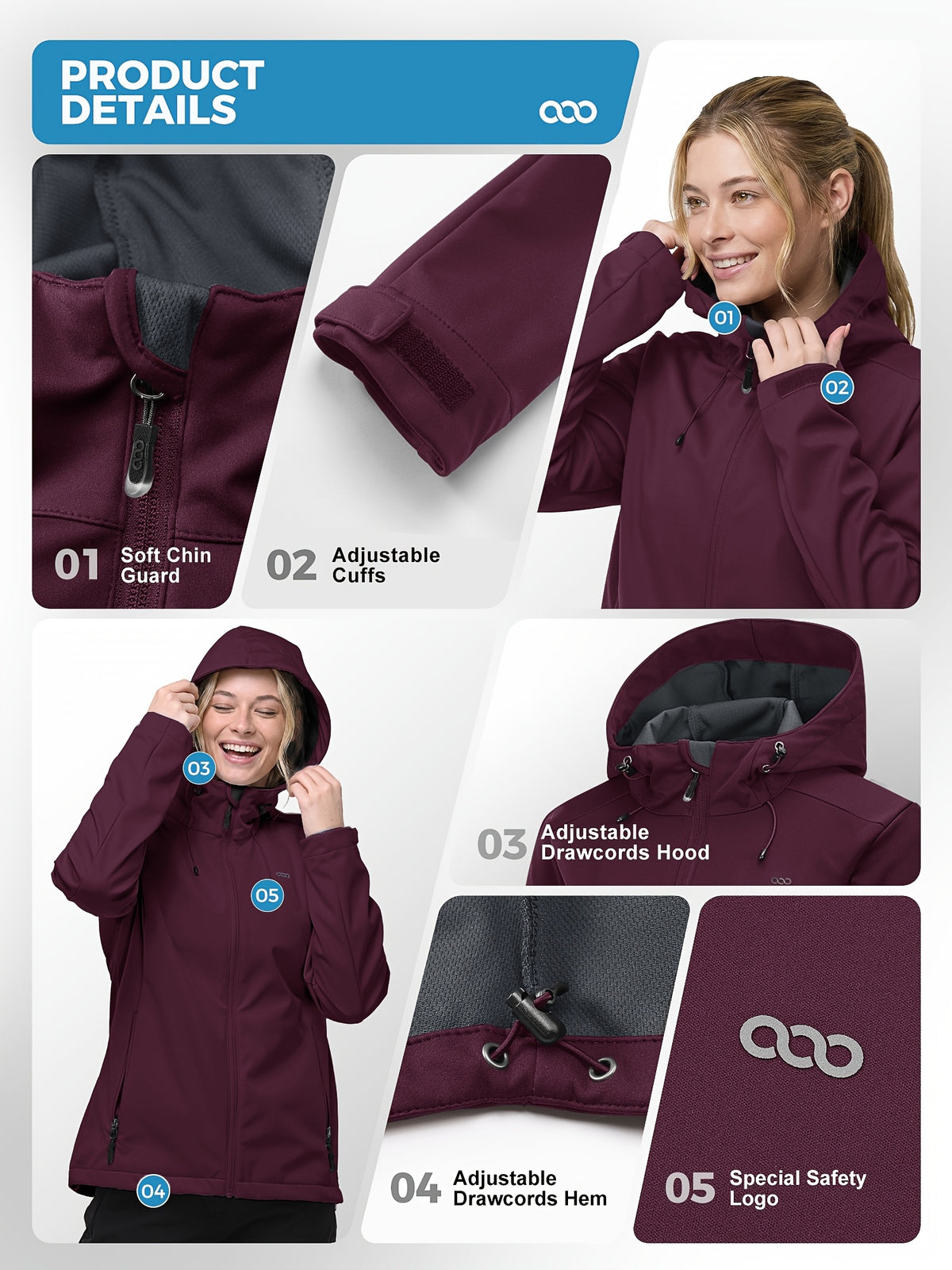 Veste grande taille, coupe ajustée, capuche, mise en situation