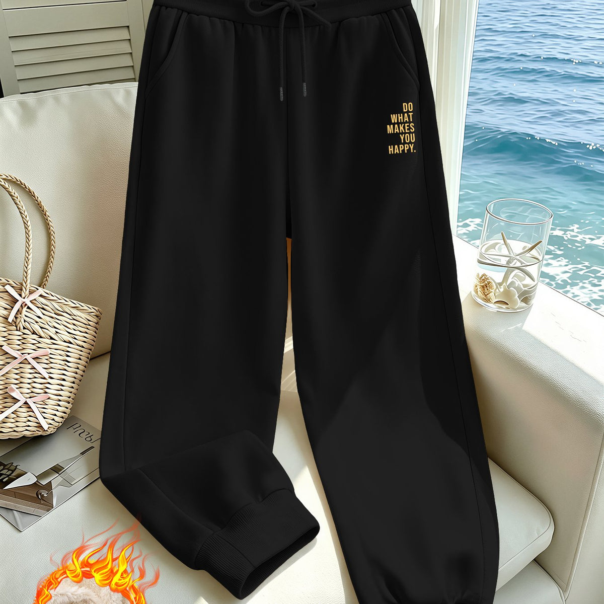 Pantalon grande taille, poches pratiques, chaleur d'hiver — composition : 100% Polyester Image