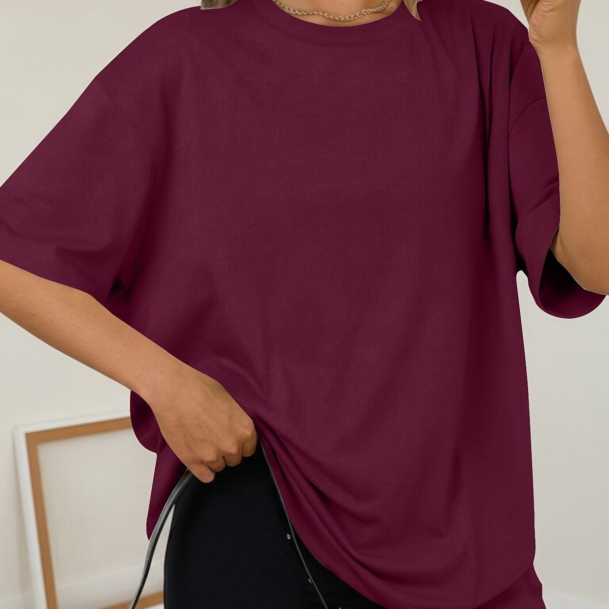 T-shirt grande taille, coupe ample, manches courtes, esprit sportif — matière : polyester Image