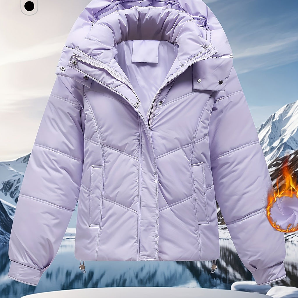 Manteau grande taille, fermeture zippée, chaleur d'hiver, matelassé, porté de face