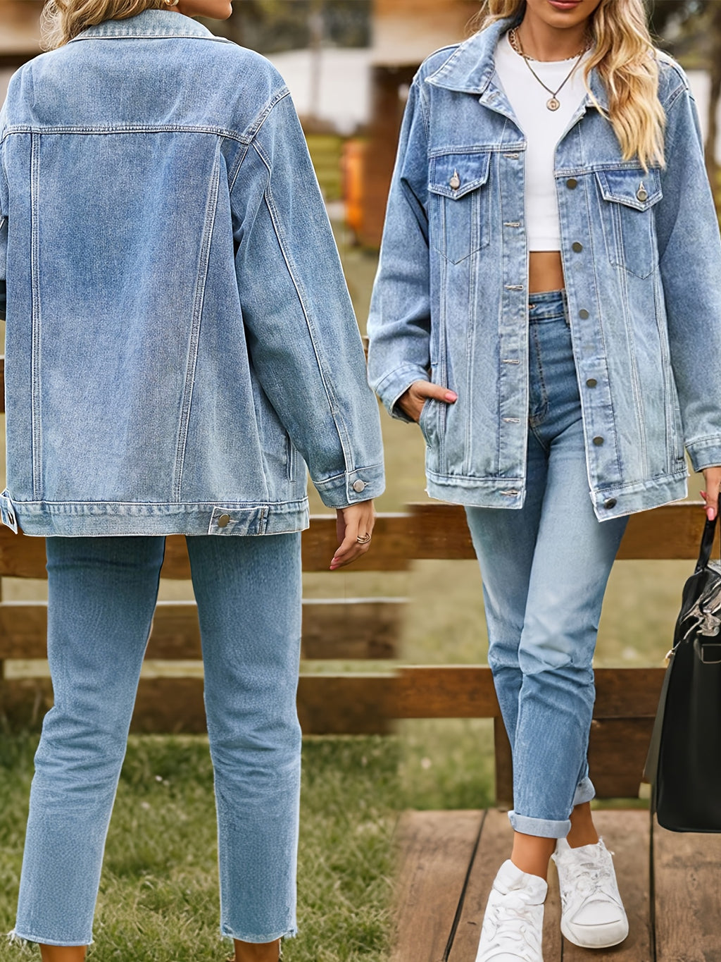 Veste grande taille, coupe oversize, poches plaquées, tenue franche, détail du tissu