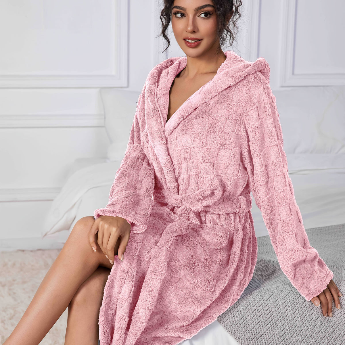 Peignoir grande taille, tissu épais — matière : polyester Image