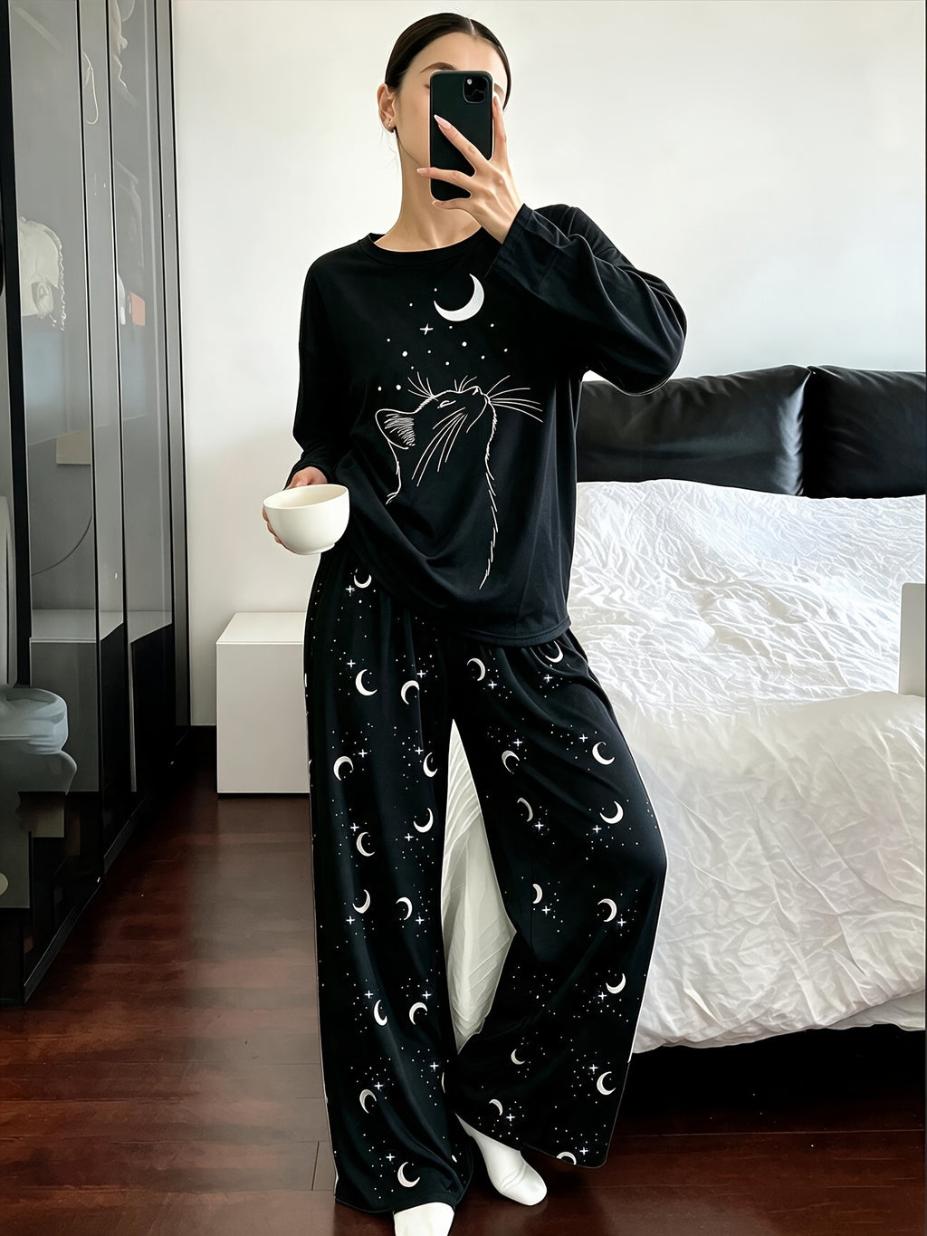 Pyjama grande taille, esprit décontracté, porté de face